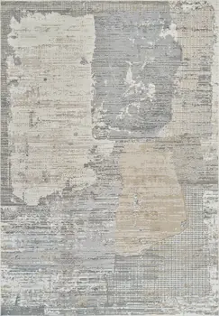 4' X 6' Gray and Cream Abstract Distressed Area Rug