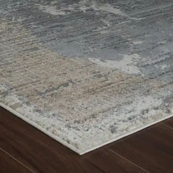 4' X 6' Gray and Cream Abstract Distressed Area Rug