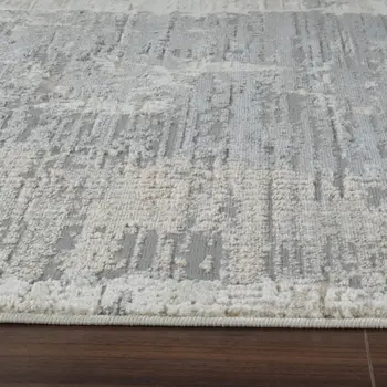 4' X 6' Gray and Cream Abstract Distressed Area Rug