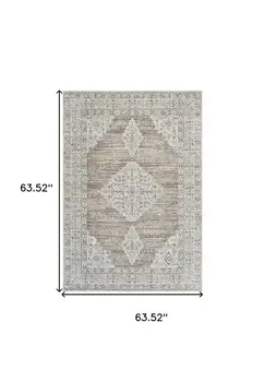 5' X 8' Beige and Brown Abstract Distressed Area Rug