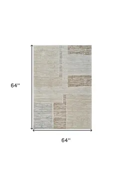 5' X 8' Beige and Brown Abstract Distressed Area Rug