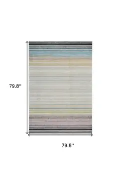 7' X 10' Beige and Blue Abstract Distressed Area Rug