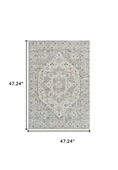 4' X 6' Gray and Beige Oriental Distressed Area Rug