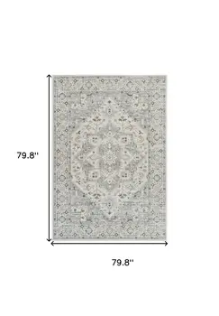 7' X 10' Gray and Beige Oriental Distressed Area Rug
