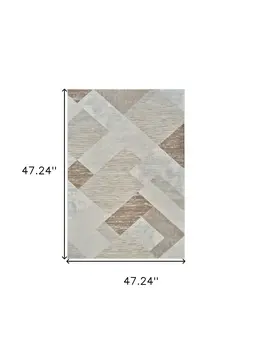 4' X 6' Beige and Brown Abstract Distressed Area Rug