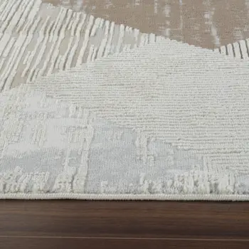5' X 8' Beige and Brown Abstract Distressed Area Rug