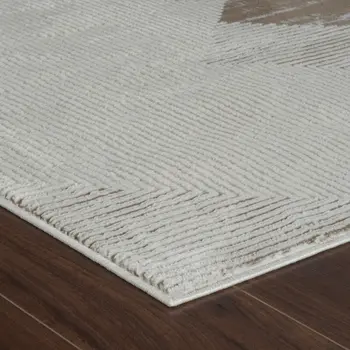 8' X 11' Beige and Brown Abstract Distressed Area Rug