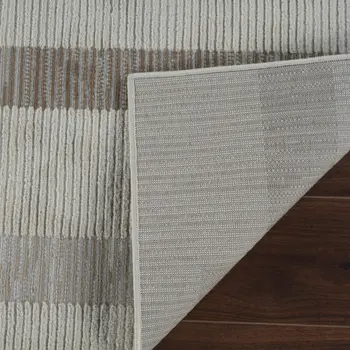 7' X 10' Beige and Brown Abstract Distressed Area Rug
