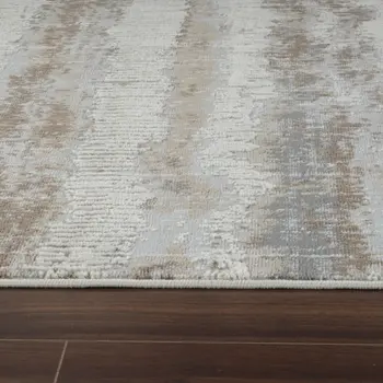 5' X 8' Beige and Brown Abstract Non Skid Area Rug