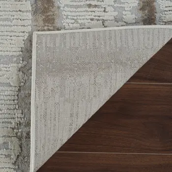 5' X 8' Beige and Brown Abstract Non Skid Area Rug