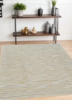 4' X 6' Beige and Brown Abstract Distressed Area Rug