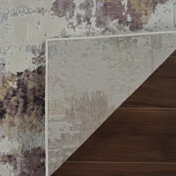 4' X 6' Beige and Blue Abstract Distressed Area Rug