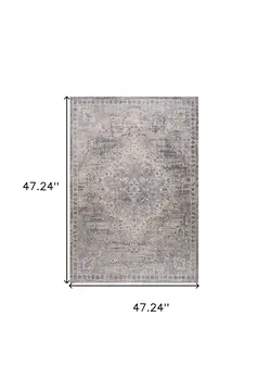 4' X 6' Gray and Beige Oriental Distressed Area Rug