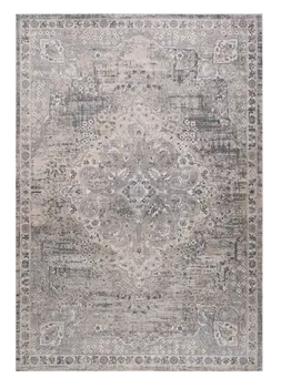 7' X 10' Gray and Beige Oriental Distressed Area Rug