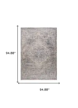 8' X 11' Gray and Beige Oriental Distressed Area Rug