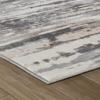 4' X 6' Beige and Gray Abstract Distressed Area Rug