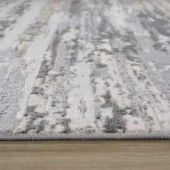 4' X 6' Beige and Gray Abstract Distressed Area Rug