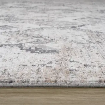 7' X 10' Beige and Gray Abstract Distressed Area Rug