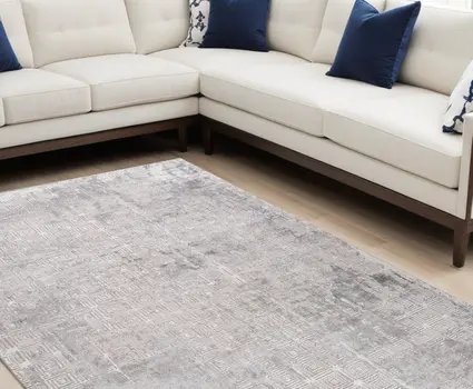 7' X 10' Gray and Beige Abstract Distressed Area Rug