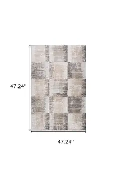 4' X 6' Beige and Brown Abstract Distressed Area Rug
