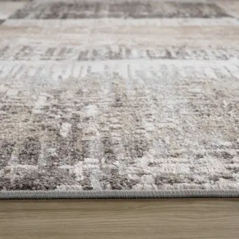 4' X 6' Beige and Brown Abstract Distressed Area Rug