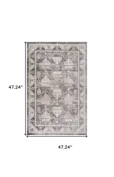 4' X 6' Beige and Brown Abstract Distressed Area Rug