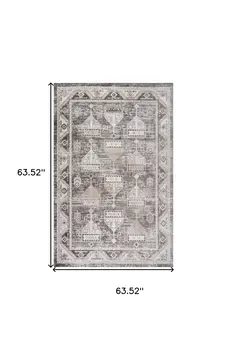 5' X 8' Beige and Brown Abstract Distressed Area Rug