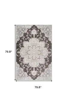 7' X 10' Gray and Brown Southwestern Distressed Area Rug