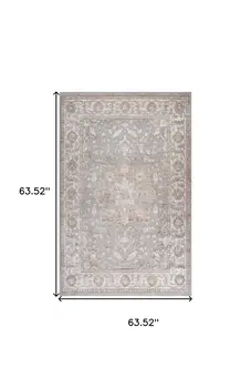 5' X 8' Beige and Gray Oriental Distressed Area Rug