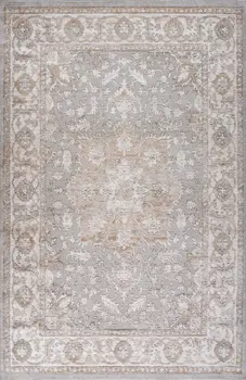 5' X 8' Beige and Gray Oriental Distressed Area Rug