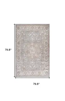 7' X 10' Beige and Gray Oriental Distressed Area Rug