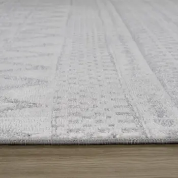 4' X 6' Gray and Cream Abstract Distressed Area Rug