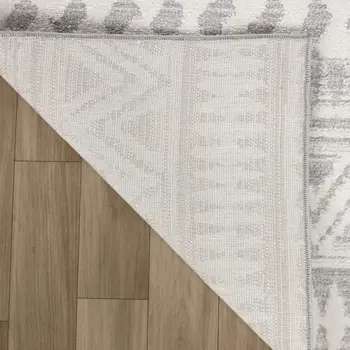 8' X 11' Gray and Cream Abstract Distressed Area Rug