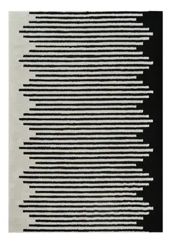 8' X 11' Cream and Black Abstract Distressed Area Rug