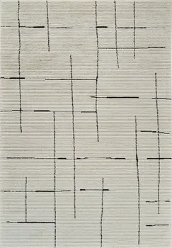 4' X 6' Cream and Green Abstract Distressed Area Rug