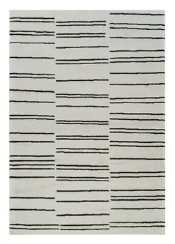 4' X 6' Cream and Black Abstract Distressed Area Rug