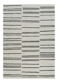 8' X 11' Cream and Black Abstract Distressed Area Rug
