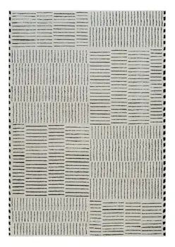 7' X 10' Cream and Black Abstract Distressed Area Rug