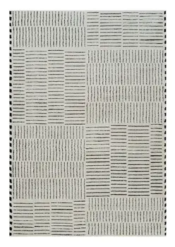 8' X 11' Cream and Black Abstract Distressed Area Rug