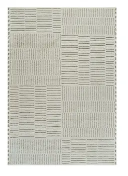 5' X 8' Cream and Green Abstract Worn Faded Area Rug