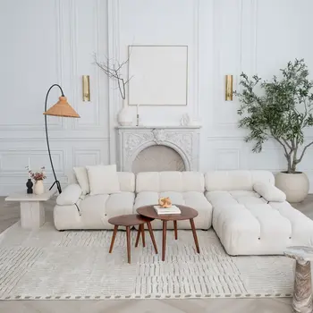 5' X 8' Cream and Green Abstract Worn Faded Area Rug