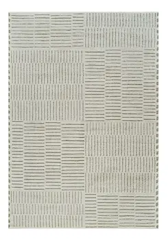 7' X 10' Cream and Green Abstract Distressed Area Rug