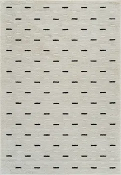 5' X 8' Cream and Black Abstract Distressed Area Rug