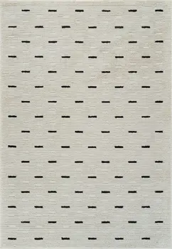 5' X 8' Cream and Black Abstract Distressed Area Rug