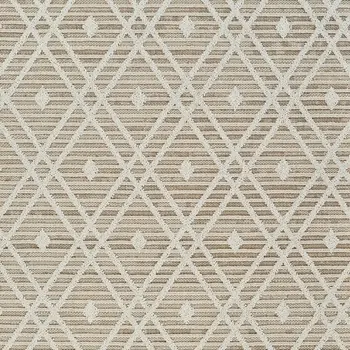 4' X 6' Cream and Brown Geometric Distressed Indoor Outdoor Area Rug