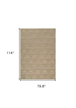 7' X 10' Beige and Brown Geometric Distressed Indoor Outdoor Area Rug