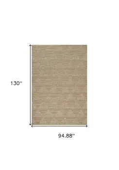 8' X 11' Beige and Brown Geometric Distressed Indoor Outdoor Area Rug