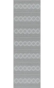 8' Beige And Gray Striped Distressed Indoor Outdoor Runner Rug