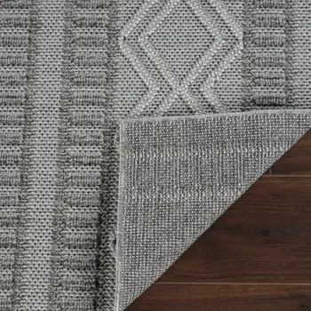 8' Beige And Gray Striped Distressed Indoor Outdoor Runner Rug