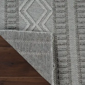 8' Beige And Gray Striped Distressed Indoor Outdoor Runner Rug